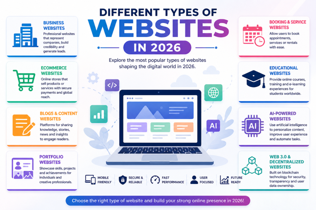 Different types of websites in 2026
