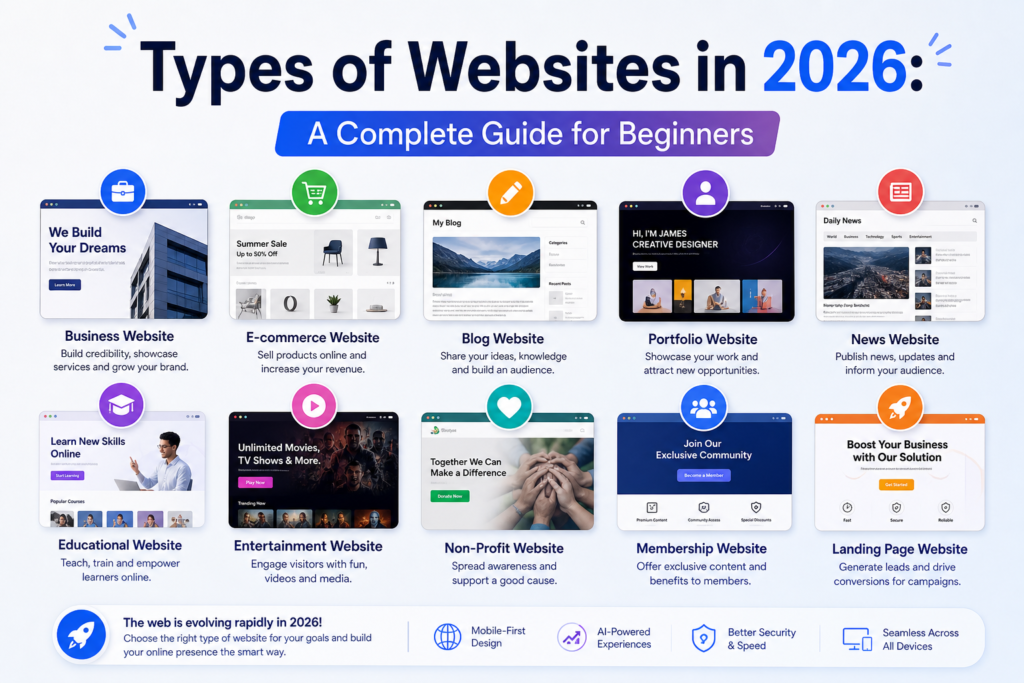 Types of website in 2026:A complete guide